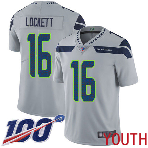 Seattle Seahawks Limited Grey Youth Tyler Lockett Alternate Jersey NFL Football #16 100th Season Vapor Untouchable->women nfl jersey->Women Jersey